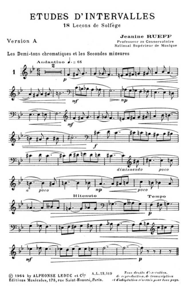 Études d'intervalles: Dix-huit leçons de solfège