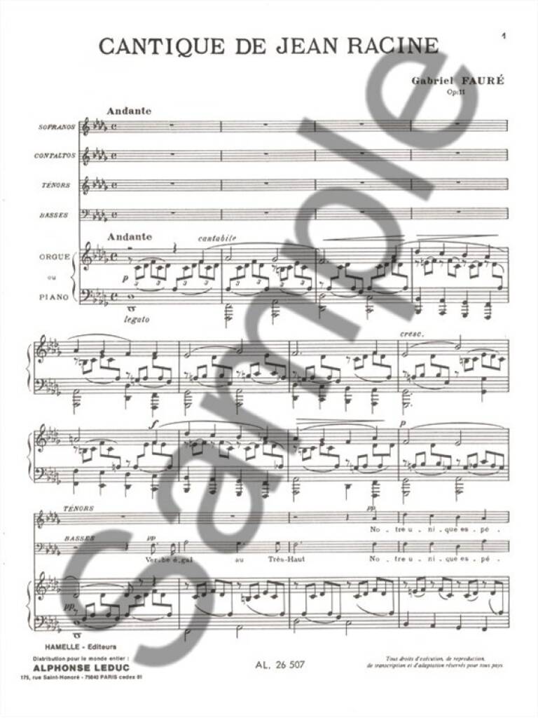 Cantique De Jean Racine Op. 11